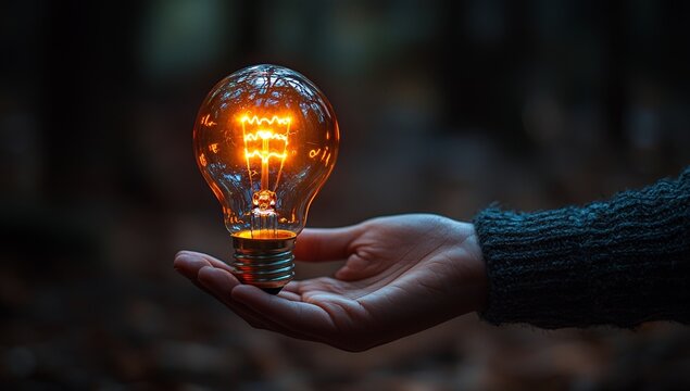 A woman holding a lightbulb and wearing a graduation hat symbolizes the acquisition of knowledge and creative problem-solving skills through online education courses and degree programs