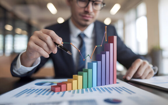 Businessman Analyzing Colorful 3D Bar Graph Chart with Growth Arrow in Office Environment






Businessman Analyzing Colorful 3D Bar Graph Chart with Growth Arrow in Office Environment










