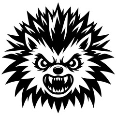 Fototapeta premium Silhouette of angry hedgehog face