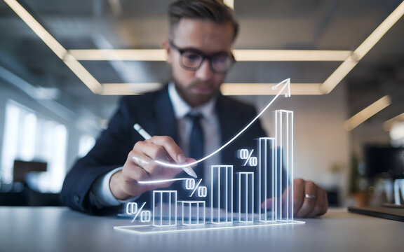 Businessman Analyzing Colorful 3D Bar Graph Chart with Growth Arrow in Office Environment






Businessman Analyzing Colorful 3D Bar Graph Chart with Growth Arrow in Office Environment










