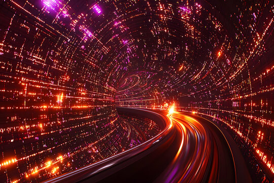 Data stream tunnel, futuristic highway