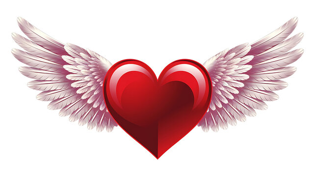 A red heart with angel wings