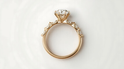 Elegant gold ring with a central diamond adorned with smaller diamonds