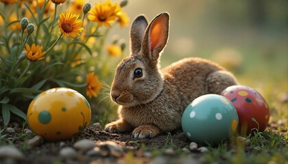 Easter eggs. Nature.Easter eggs early colors, patterns. Hare.