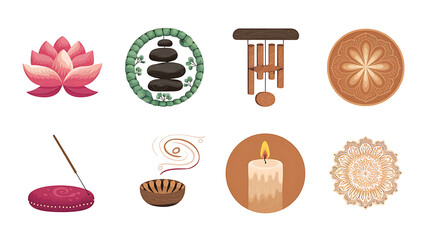 Relaxation and meditation themed decorative elements