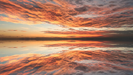 Stunning sunset sky reflection vibrant colors mirrored clouds