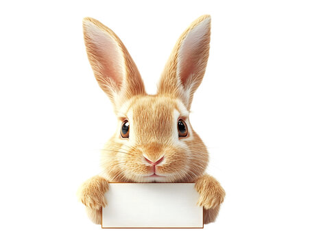 recommend clip art: An Easter bunny rabbit peeking around a sign on transparent