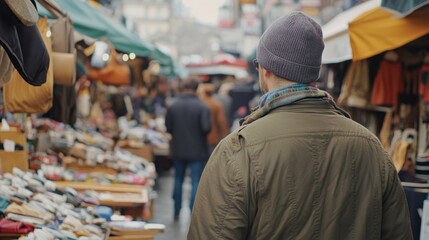 Wandering through the bustling market: A candid shot of discovery and immersion