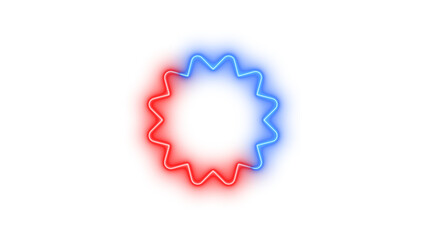 Neon certificate icon blue red color glowing with transparent background