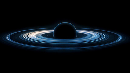 Fototapeta premium Planet with Blue Halo in Dark Space