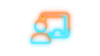 Fototapeta premium Neon chalkboard user symbol icon brown cyan color glowing with transparent background