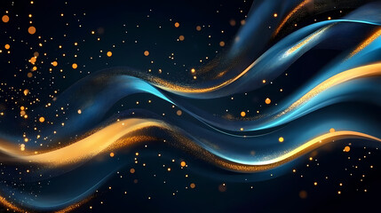 Blue and Gold Waves with Flowing Effect