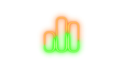 Neon chart simple icon brown green color glowing with transparent background