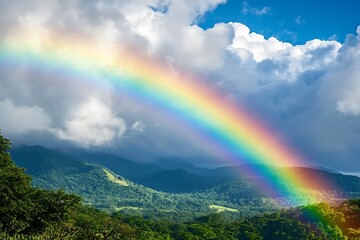This bright rainbow’s lively arc flows in the heavens post-rain, proving uplift, stun, and the glow of earthy beauty.  
