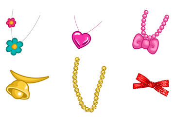 collection of women's necklaces isolated vector
