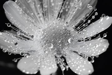 Fototapeta premium Grab the mystic charm of a stunning meadow laced with wild blooms, freezing sheer dewdrops on petals in dawn’s soft glow. 