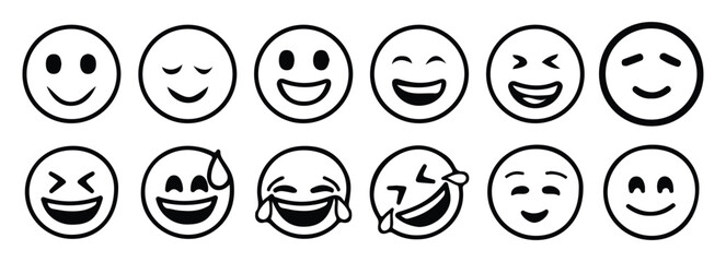 Emoticon vector set smile icons. Cartoon emoji set. Vector emoticon set. Vector illustration EPS10