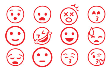 Emoticon vector set smile icons. Cartoon emoji set. Vector emoticon set. Vector illustration EPS10
