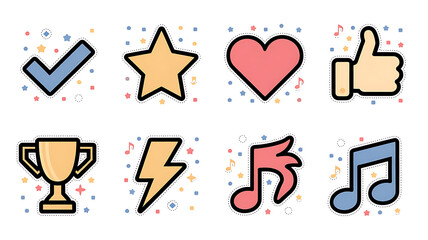 Cute colorful social media icons Flat design trendy aesthetic