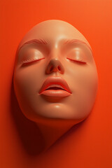 Smooth minimalist sculpture of a serene human face in pastel tones