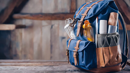 Packed blue backpack outdoor gear travel accessories