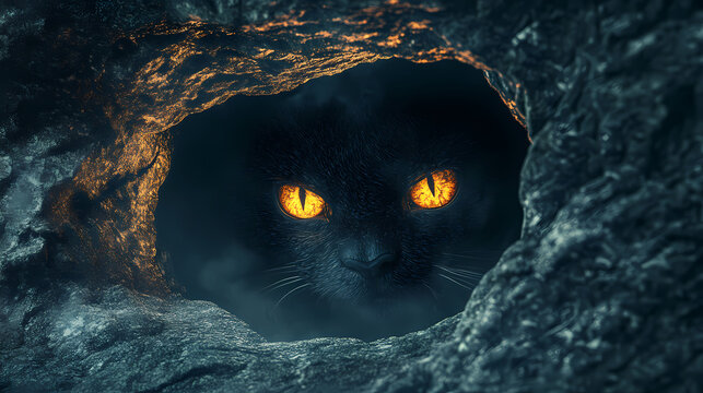 Mystical beast cave, ominous enigmatic lair of an eldritch being in a fantastical dreamlike dimension. Eldritch Stone. Illustration