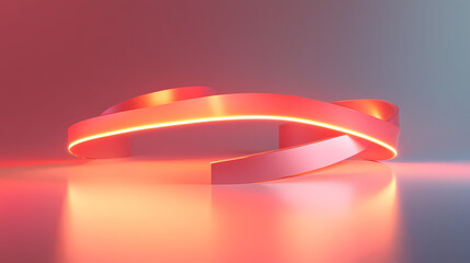 3d render, abstract simple background. glowing spiral neon line, pink gold gradient, minimalist wallpaper. Serpentine Reflection. Illustration