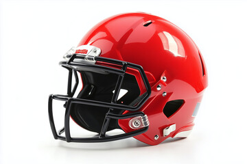 Fototapeta premium Shiny red American football helmet isolated on a plain background
