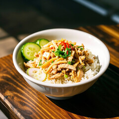 Traditional Chinese Shredded Chicken Rice Bowl - Authentic Asian Cuisine