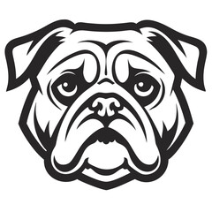 Fototapeta premium pug face drawn in black and white, a close-up portrait style shows facial features. vector illustration