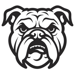 Obraz premium a close-up of a strong, determined bulldog's face in a black outline style, conveying power and loyalty