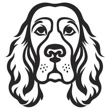 A line art of an adorable Cocker Spaniel dog face vector illustration