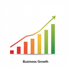 Bar graph with ascending gradient colors from red to green representing business growth and performance