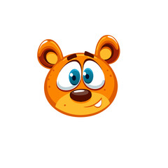 Obraz premium a cute cartoon bear head with big blue eyes and a friendly smile. The bear is an adorable and cheerful vector illustration