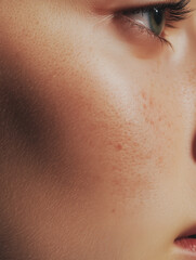 Close-Up of a Dehydrated Cheek with Dry Skin Texture