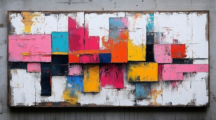 Colorful Abstract Geometric Painting on White Background