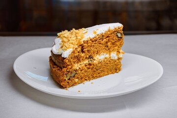 Homemade Carrot Cake with Cream Cheese Frosting and Nuts