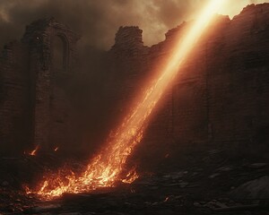 Sunbeam Ignites Ruinous Castle.