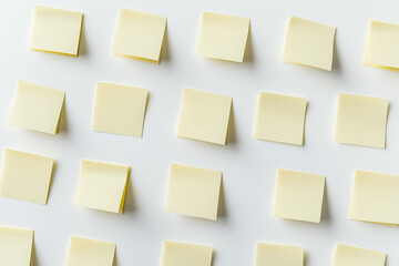 Set of Blank Yellow Adhesive Notes Isolated on White