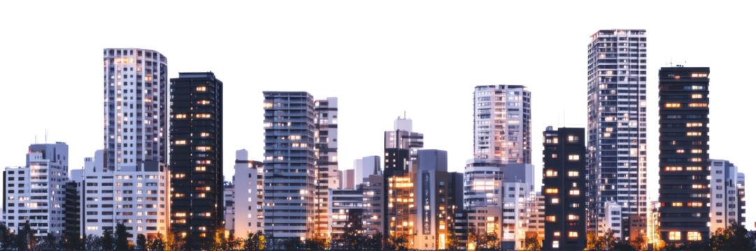 PNG Highrise buildings at dusk architecture cityscape urban.