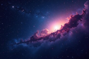 Fototapeta premium Dark celestial canvas with twinkling stars, vibrant nebulae, and a distant galaxy in the background, space, night sky