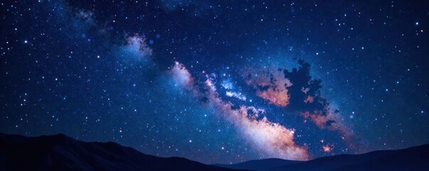Fototapeta premium Celestial beauty with stars shining brightly in a dark sky, night sky, space