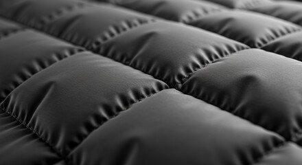Obraz premium Close-Up of Black Quilted Fabric with Shiny Textured Finish – Perfect for Insulated Designs