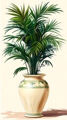 Obraz premium Lush Tropical Palm in Elegant Ceramic Pot
