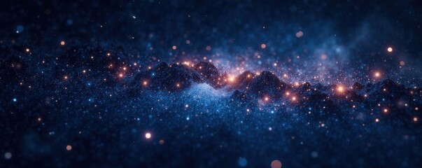 Fototapeta premium Dark starry expanse filled with countless tiny twinkling lights, cosmos, black