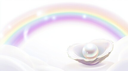 Discovering the beauty of a pearl in an oyster under a rainbow creative art tranquil environment dreamy view
