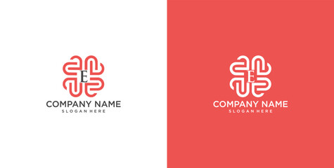 Initial E heart logo design. Love icon vector illustration