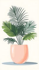 Obraz premium Pink Potted Palm Minimalist Plant Illustration