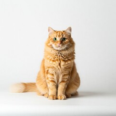 Cat sitting in front of a white background