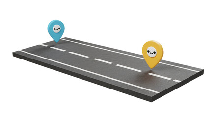 Road Trip Planner: Cute Map Markers on a Route